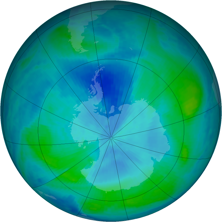 Antarctic ozone map for 26 February 2000